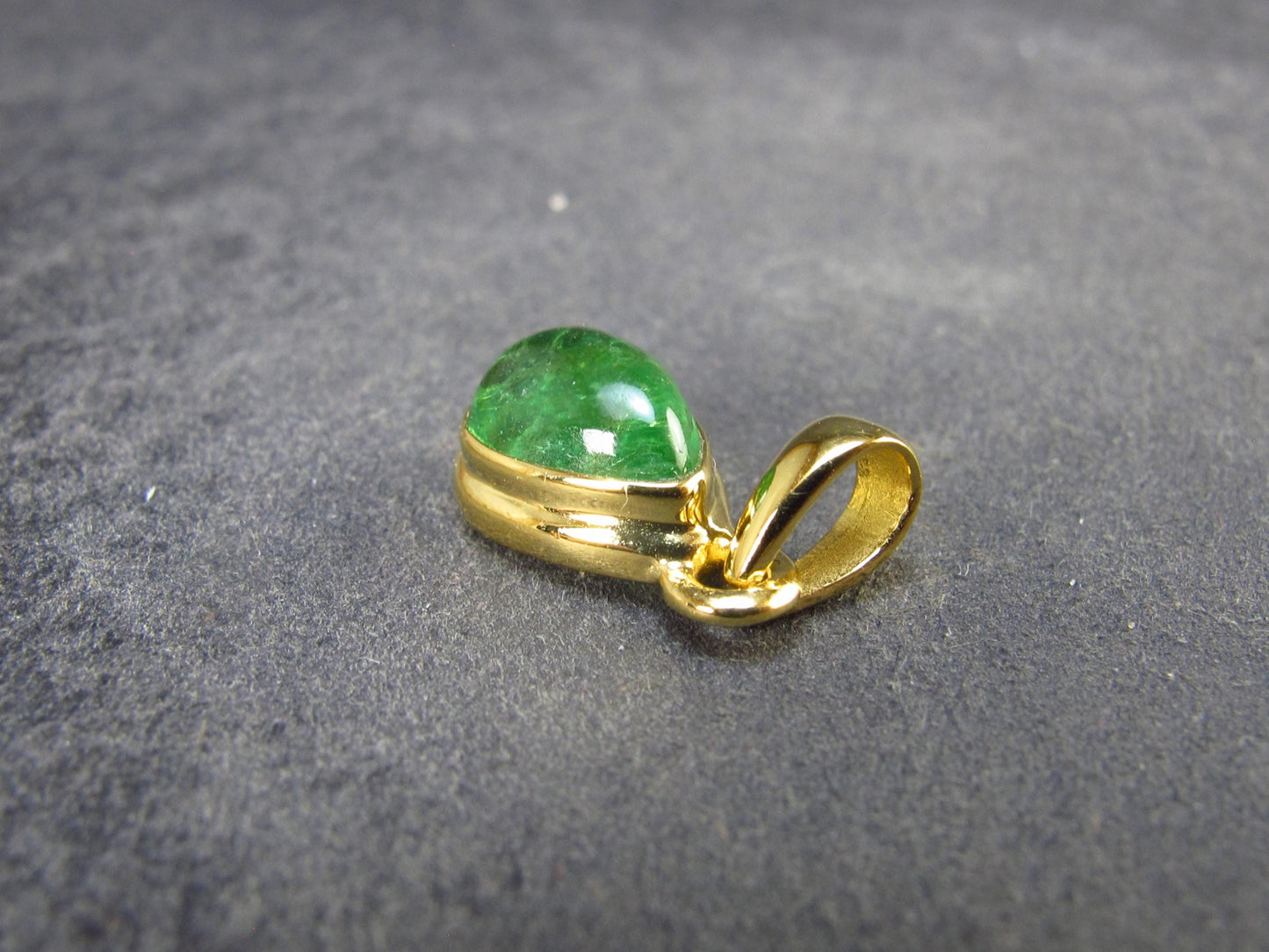 Tsavorite Green Garnet Gold Plated Silver Pendant from Tanzania - 0.7" - 1.67 Grams