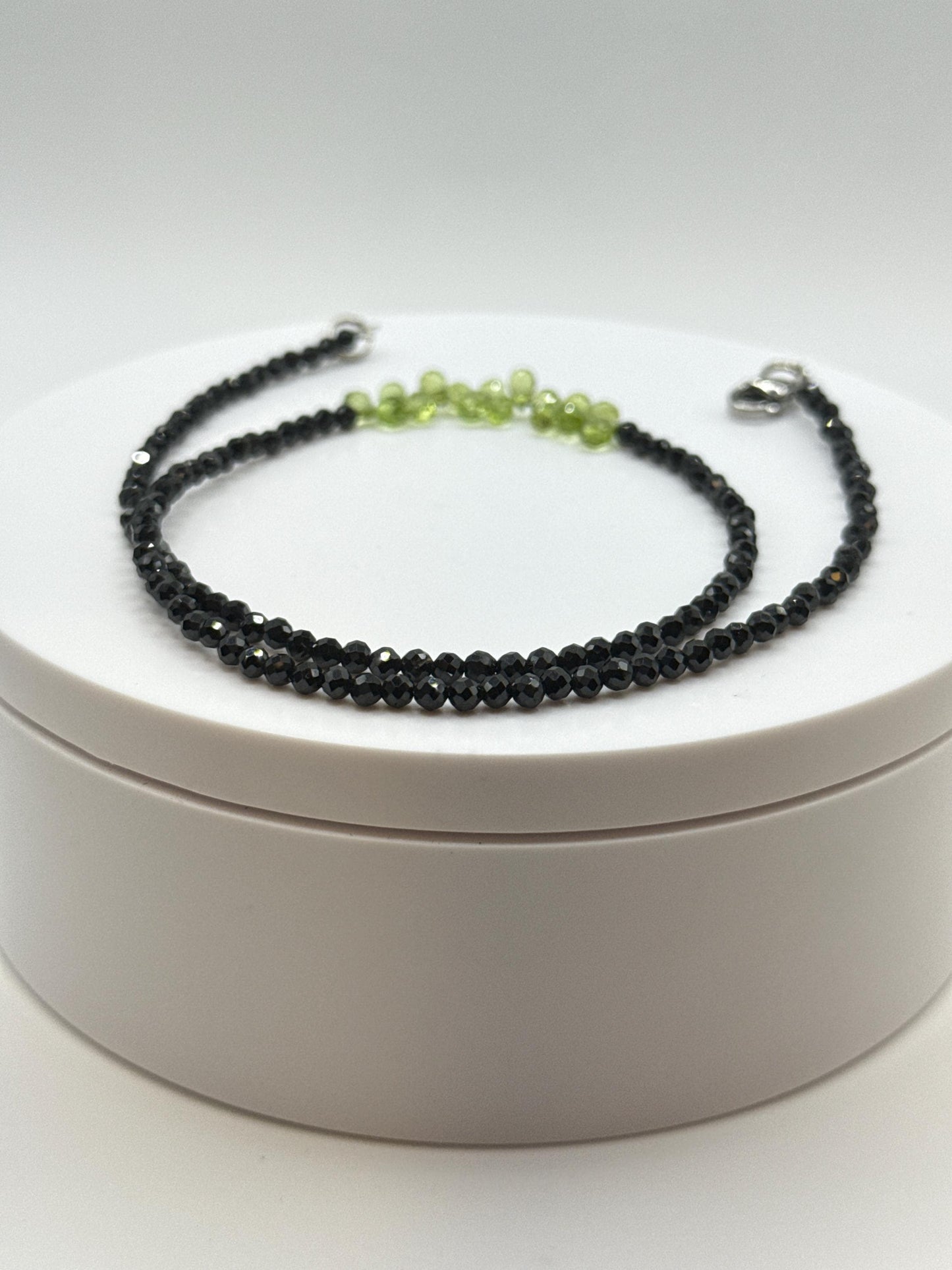 Peridot and Black Spinel Necklace | August Birthstone Jewelry