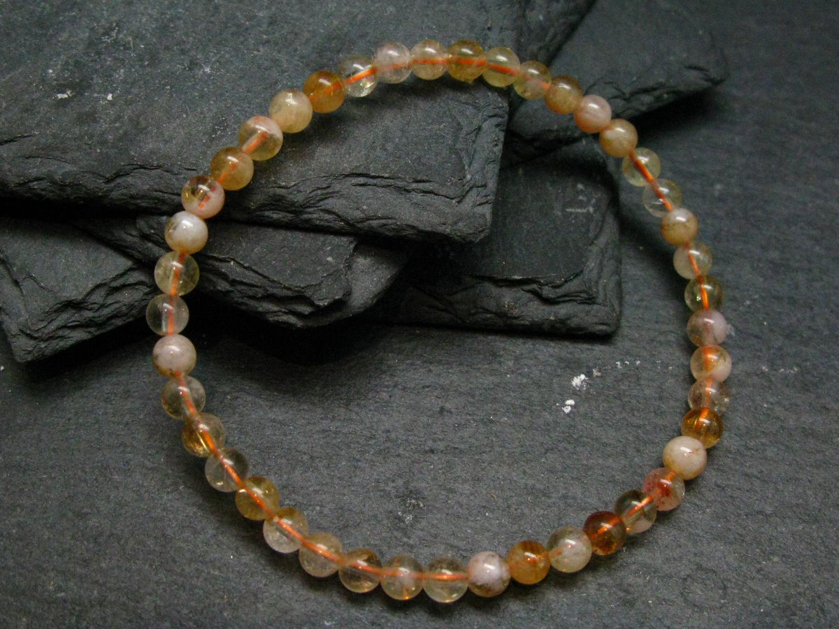 Citrine Genuine Bracelet ~ 7 Inches ~ 4mm Round Beads