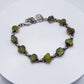 Chrysoberyl Raw Stone Bracelet Green Gemstone Silver Link Bracelet Natural Crystal Jewelry Gift