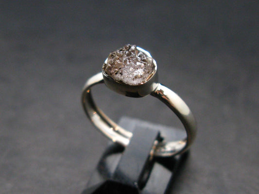 Gray Herderite Silver Ring from Africa - Size 8 - 1.94 Grams