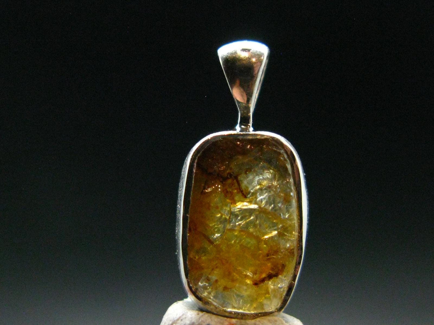 Rare Herderite Crystal Silver Pendant from Brazil - 0.7" - 1.36 Grams