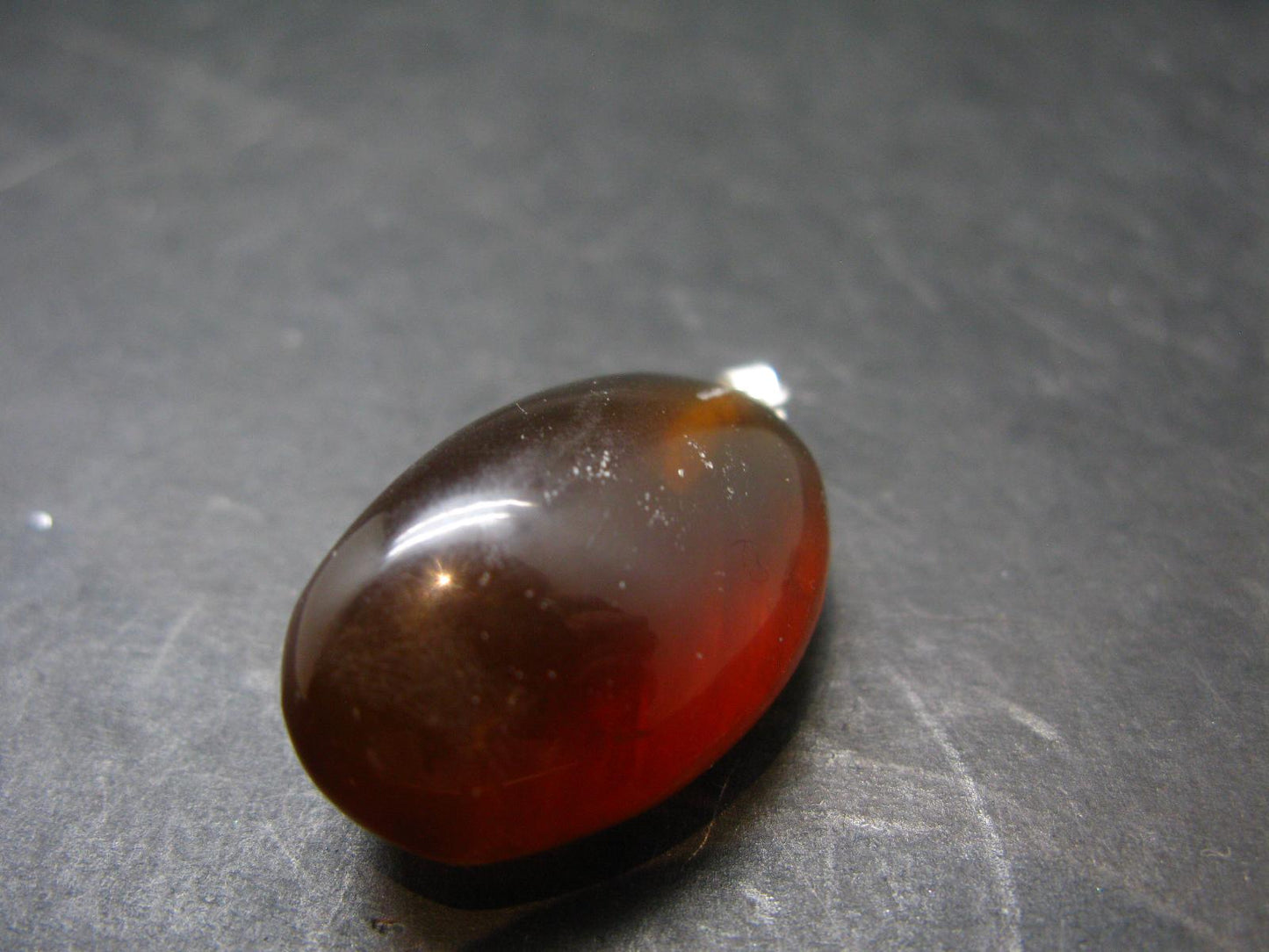 Rare Blue Amber Tumbled Fluorescent Silver Pendant From Indonesia - 1.4" - 4.37 Grams