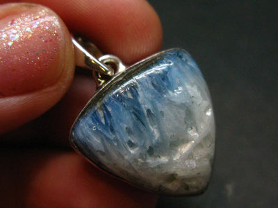 Blue Ice Glacierite Silver Pendant from Indonesia - 1.1" - 5.79 Grams