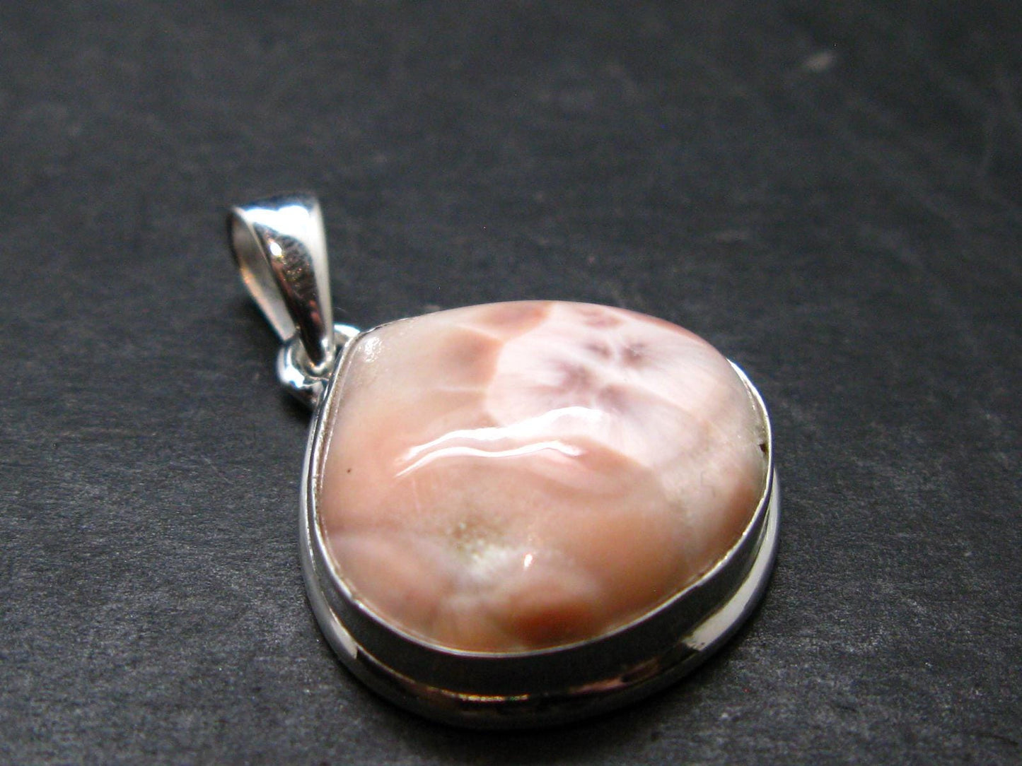 Natrolite Silver Plated Pendant Necklace From Indonesia - 1.1" - 3.72 Grams