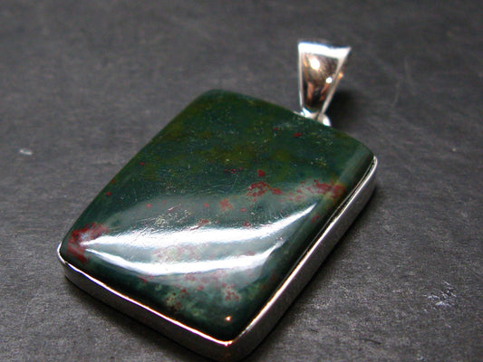 Bloodstone Silver Plated Pendant From India - 1.6" - 8.80 Grams