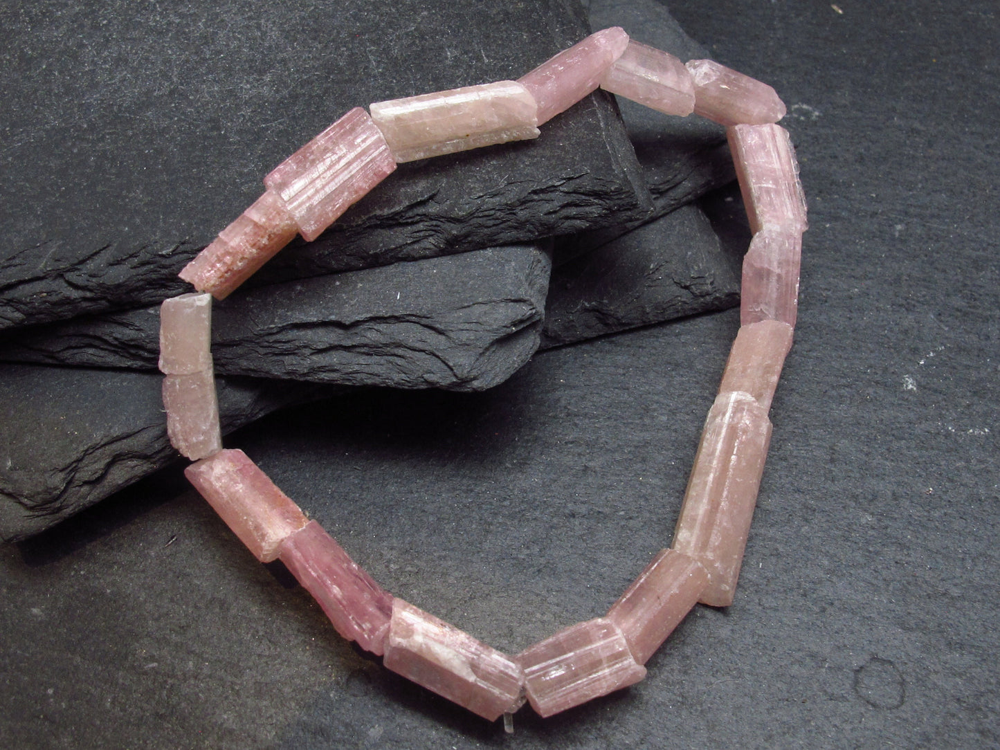Pink Tourmaline Genuine Bracelet ~ 7 Inches ~ 12mm Crystal Beads