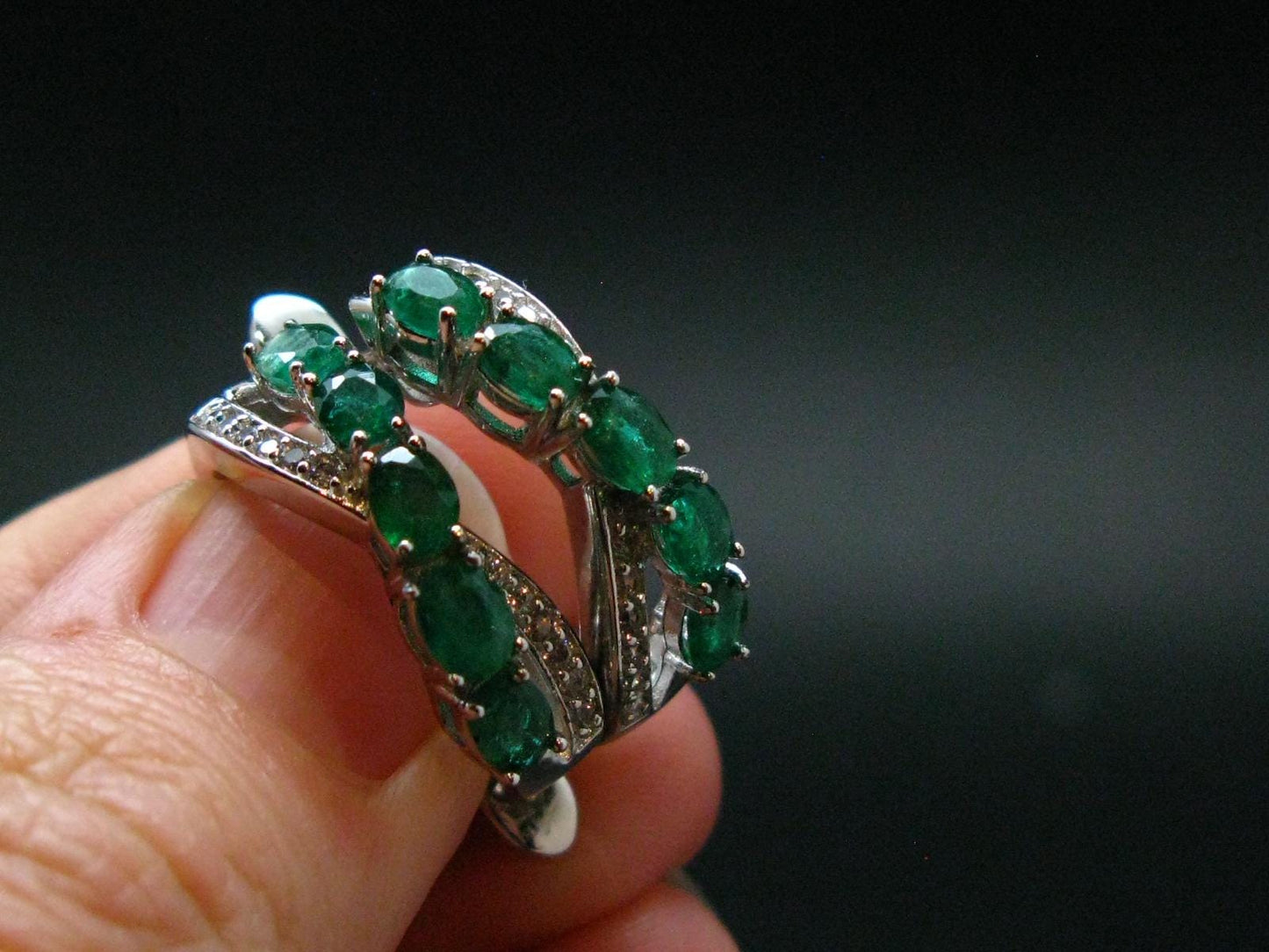 Gem Emerald Faceted Silver Earrings From Colombia - 5.95 Grams Total