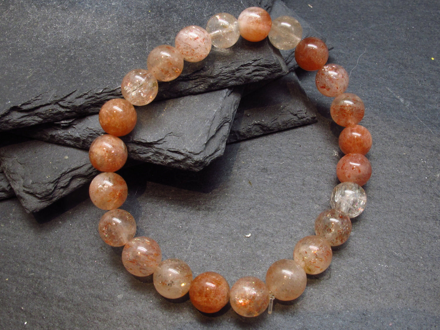 Sunstone Genuine Bracelet ~ 7 Inches ~ 8mm Round Beads