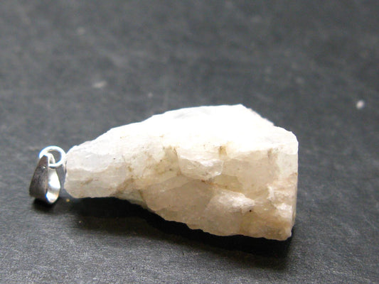 Raw Rare Natrolite Crystal Silver Pendant From Russia - 1.2" - 4.40 Grams