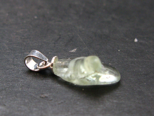 Green Herderite Tumbled Stone Silver Pendant From Pakistan - 0.7" - 1.0 Grams