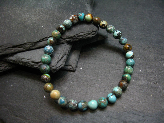 Turquoise Genuine Untreated Bracelet ~ 7 Inches ~ 6mm Round Beads