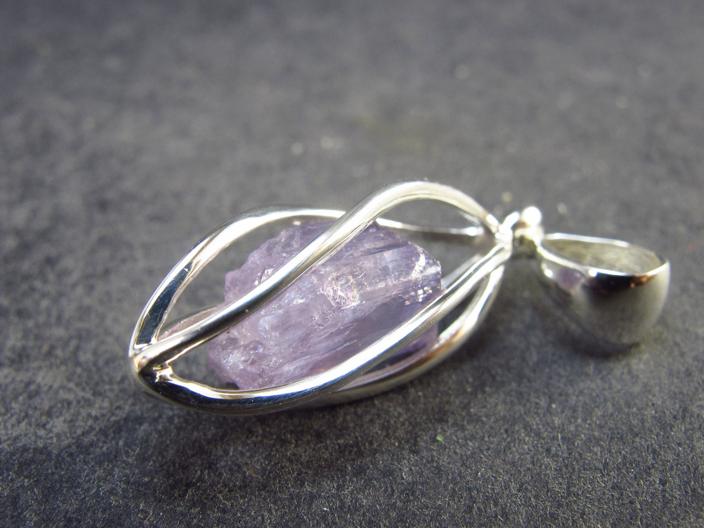 Purple Scapolite Pendant in SS From Afghanistan - 1.3" - 2.57 Grams