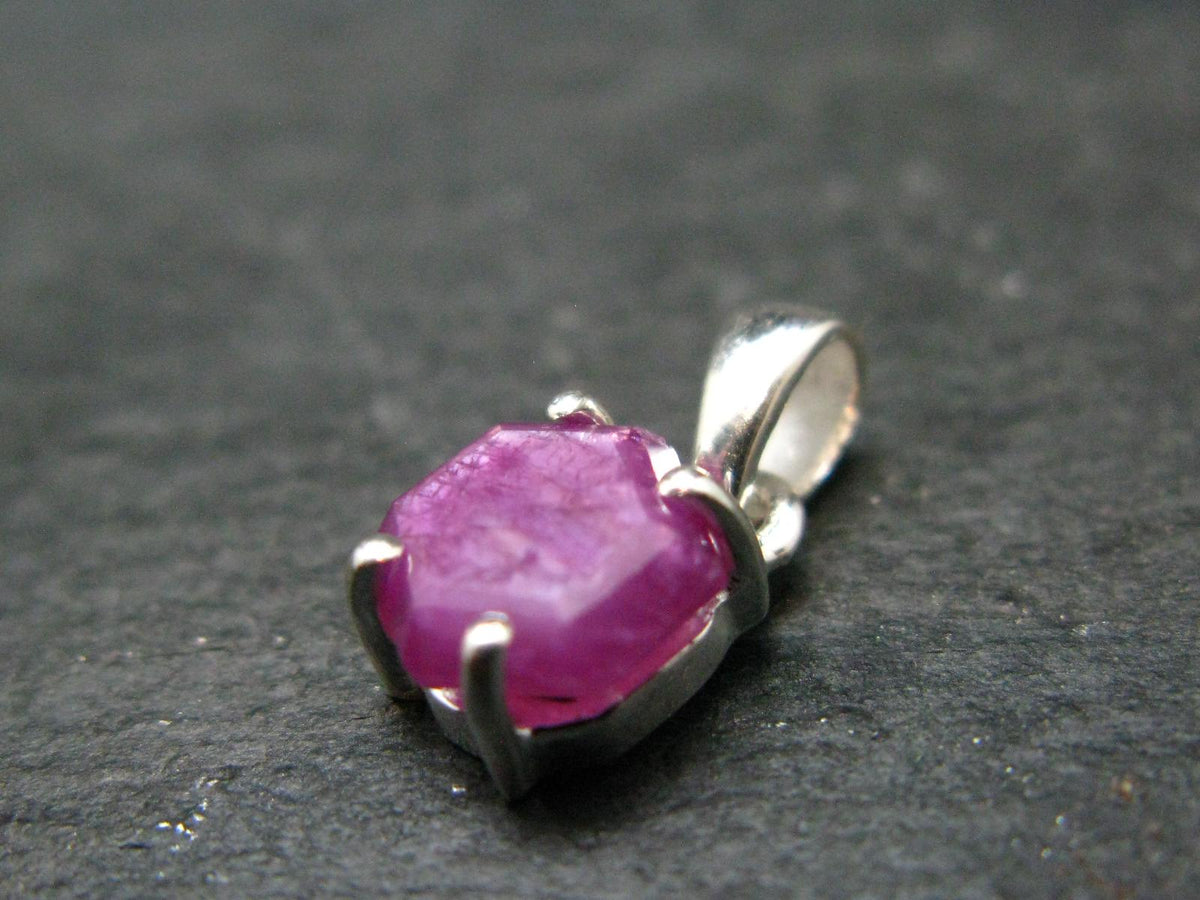Ruby Crystal Silver Pendant from Africa - 0.6" - 1.23 Grams