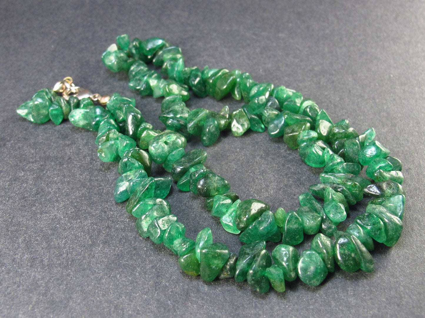 Lot of 3 Green Aventurine Tumbled Beads Necklaces from India - 18"