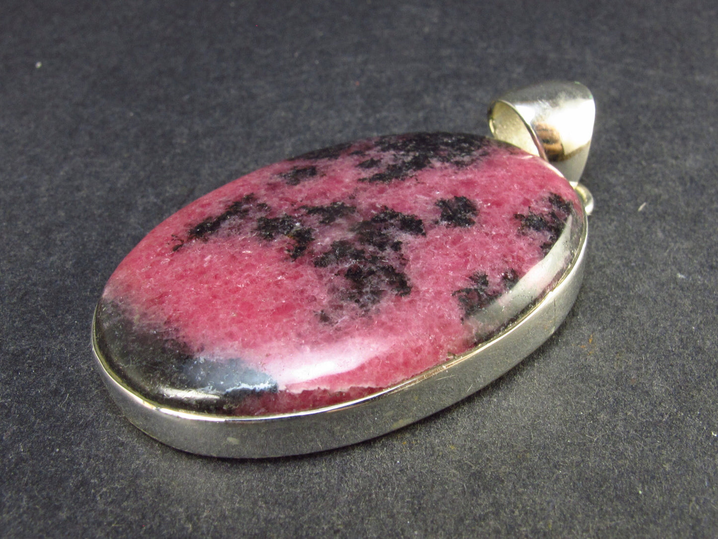 Pink Rhodonite Silver Pendant From Brazil - 2.2" - 23.0 Grams