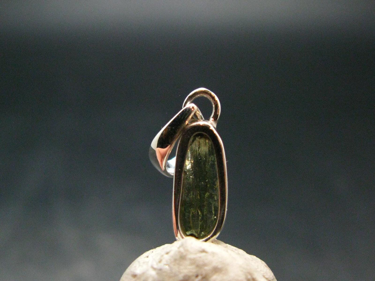 Moldavite Tektite Silver Pendant from Czech Republic - 0.9" - 1.0 Grams