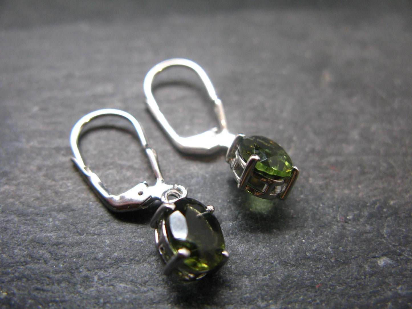 Moldavite Tektite Silver Earrings from Czech Republic - 1.95 Grams