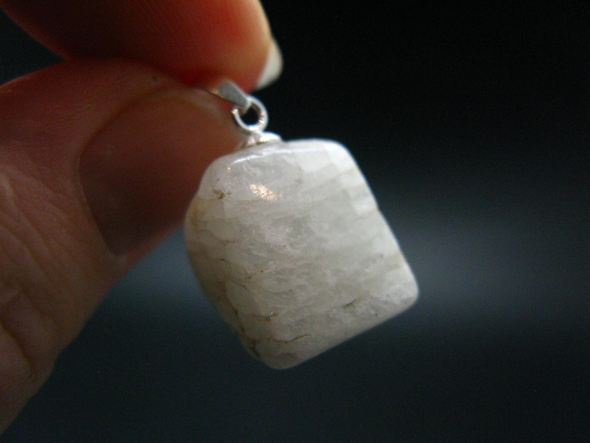 Clear Petalite Crystal Silver Pendant from Brazil - 0.9" - 3.63 Grams
