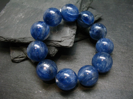 AAA Grade Blue Kyanite Genuine Bracelet ~ 7 Inches ~ 18mm Round Beads