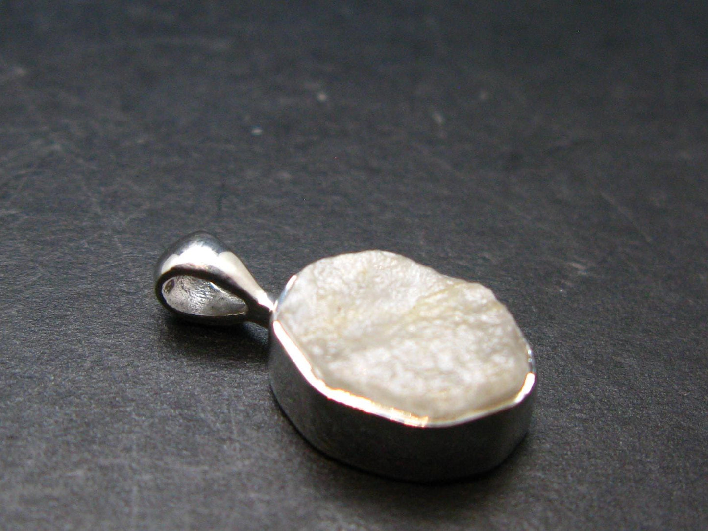 Very Rare White Cryolite 925 Silver Pendant from Greenland - 0.7" - 1.34 Grams