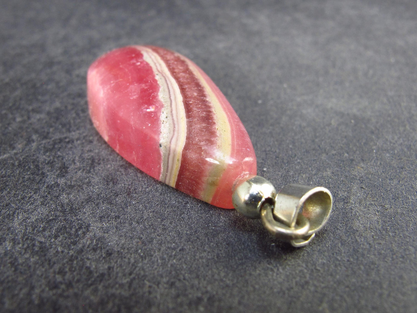 Rhodochrosite Sterling Silver Pendant from Alma Colorado - 1.7" - 9.65 Grams