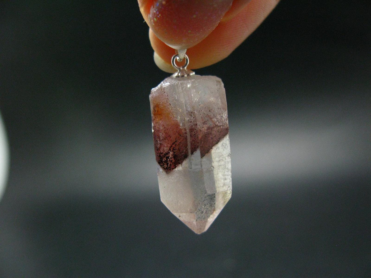 Phantom Hematite in Quartz Crystal Pendant From India - 1.4" - 6.14 Grams