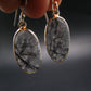 Large Tourmalinated Quartz Crystal Silver Earrings From Brazil - 1.4" - 3.80 Grams
