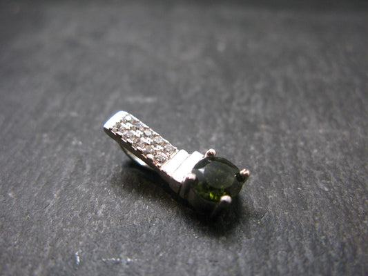 Moldavite Tektite Silver Pendant from Czech Republic - 0.7" - 1.70 Grams
