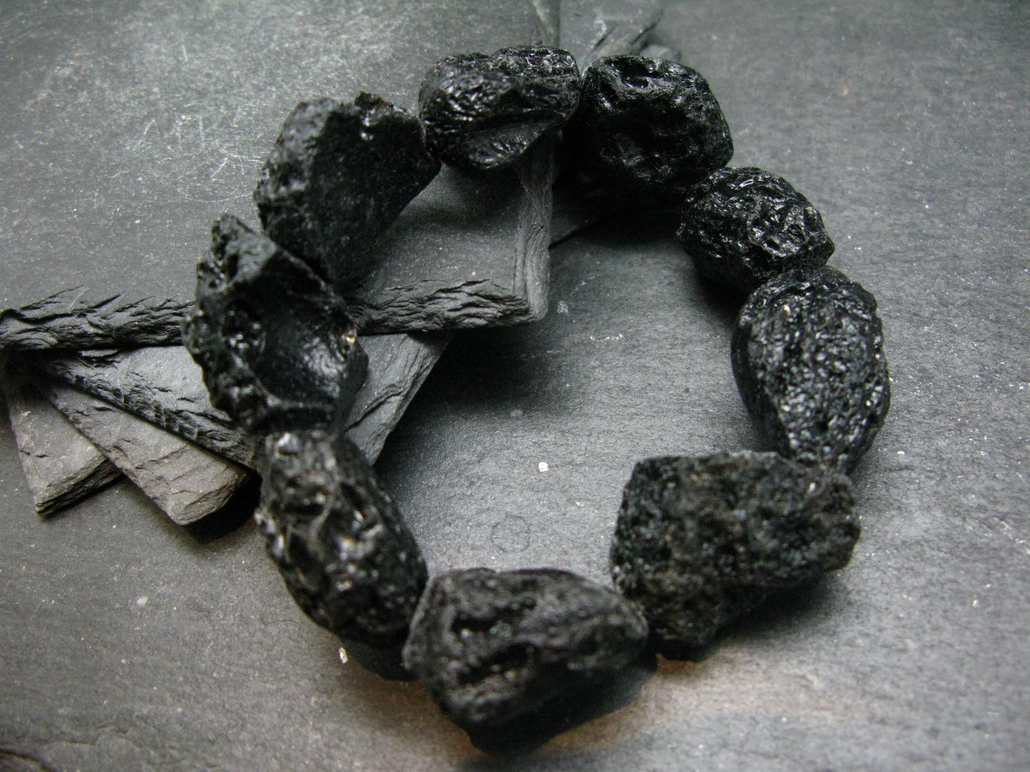 Tibetan Tektite Genuine Bracelet ~ 7 Inches ~ 25mm Raw Beads