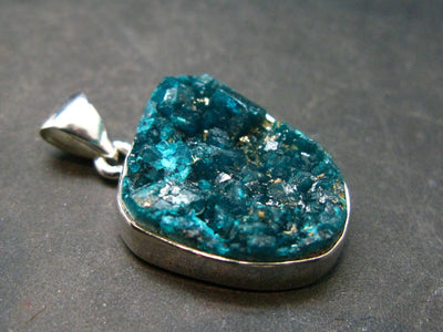 Dioptase Crystal Silver Pendant from Congo - 6.17 Grams - 1.2"