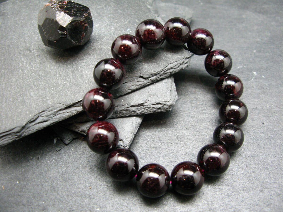Garnet Almandine Genuine Bracelet ~ 7 Inches ~ 12mm Round Beads