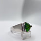 Green Helenite Pear Cut Ring – Sterling Silver Statement Gemstone Ring with Accent Stones
