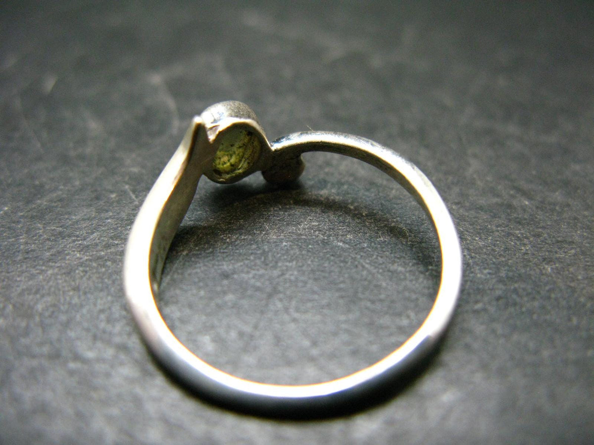 Cute Gem Moldavite Sterling Silver Ring From Czech Republic - Size 6.5 - 1.58 Grams