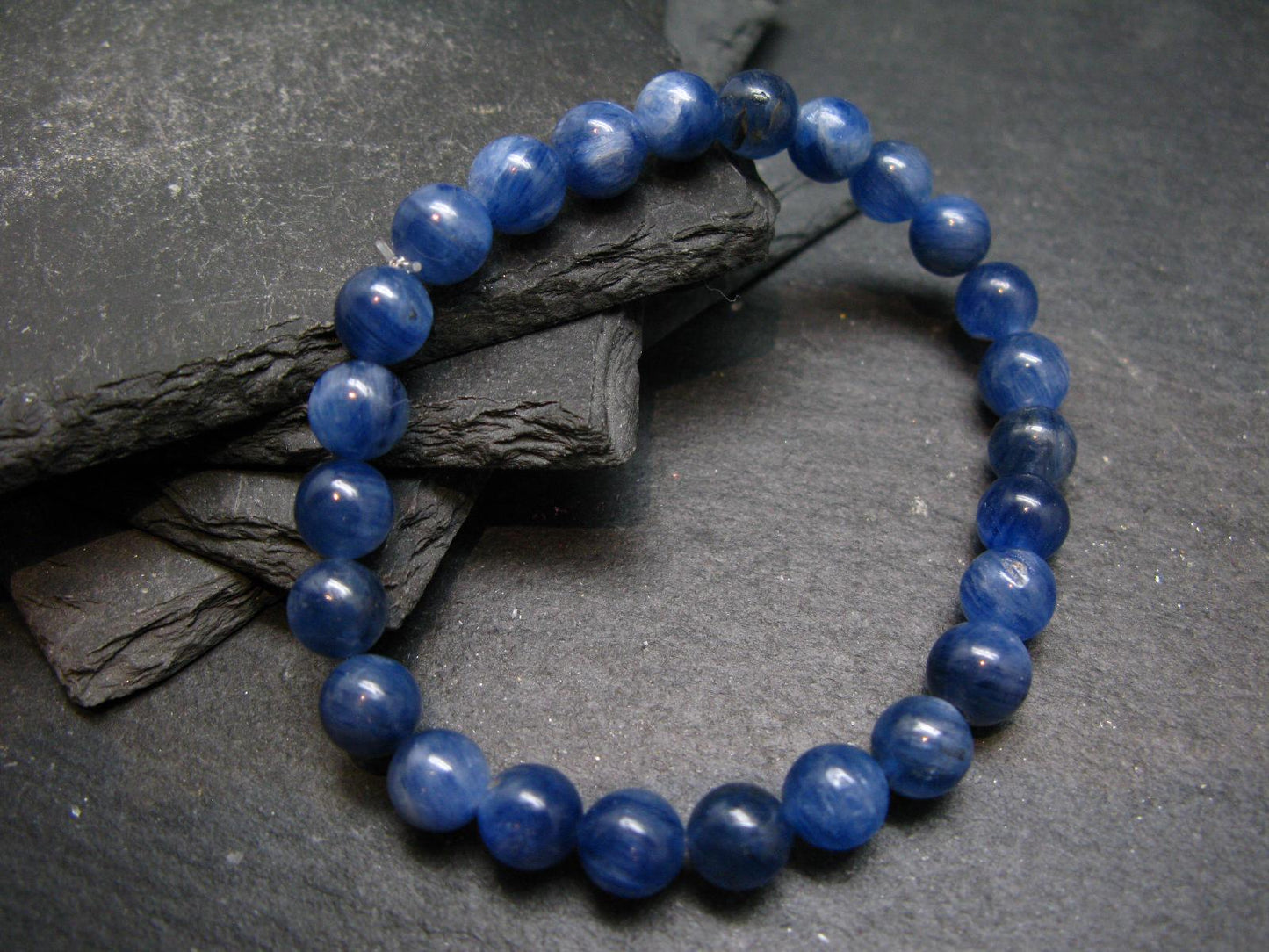 Blue Kyanite Genuine Bracelet ~ 7 Inches ~ 8mm Round Beads