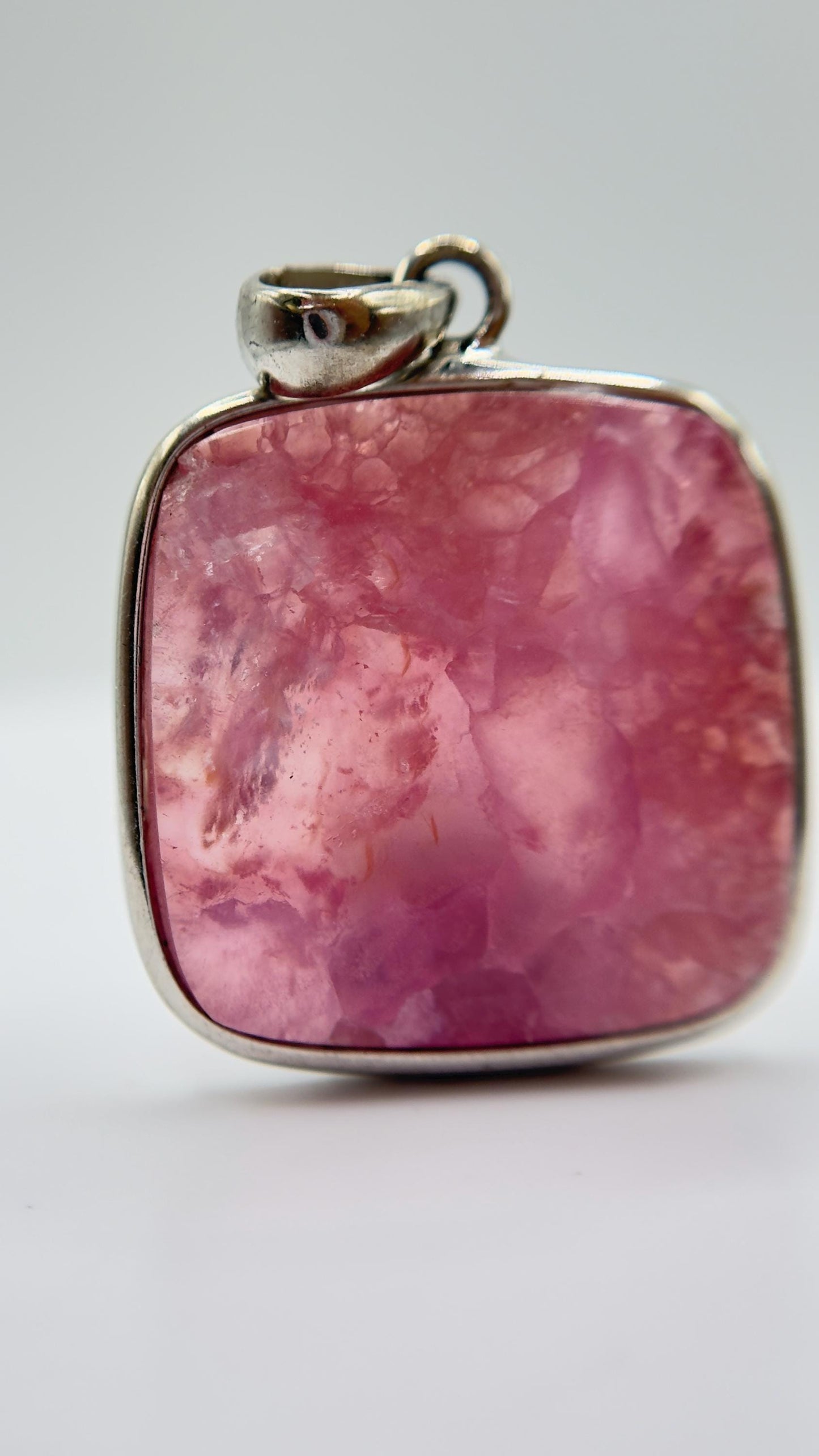Cobalto Calcite Silver Pendant Pink Crystal Gemstone Natural Stone Jewelry Gift