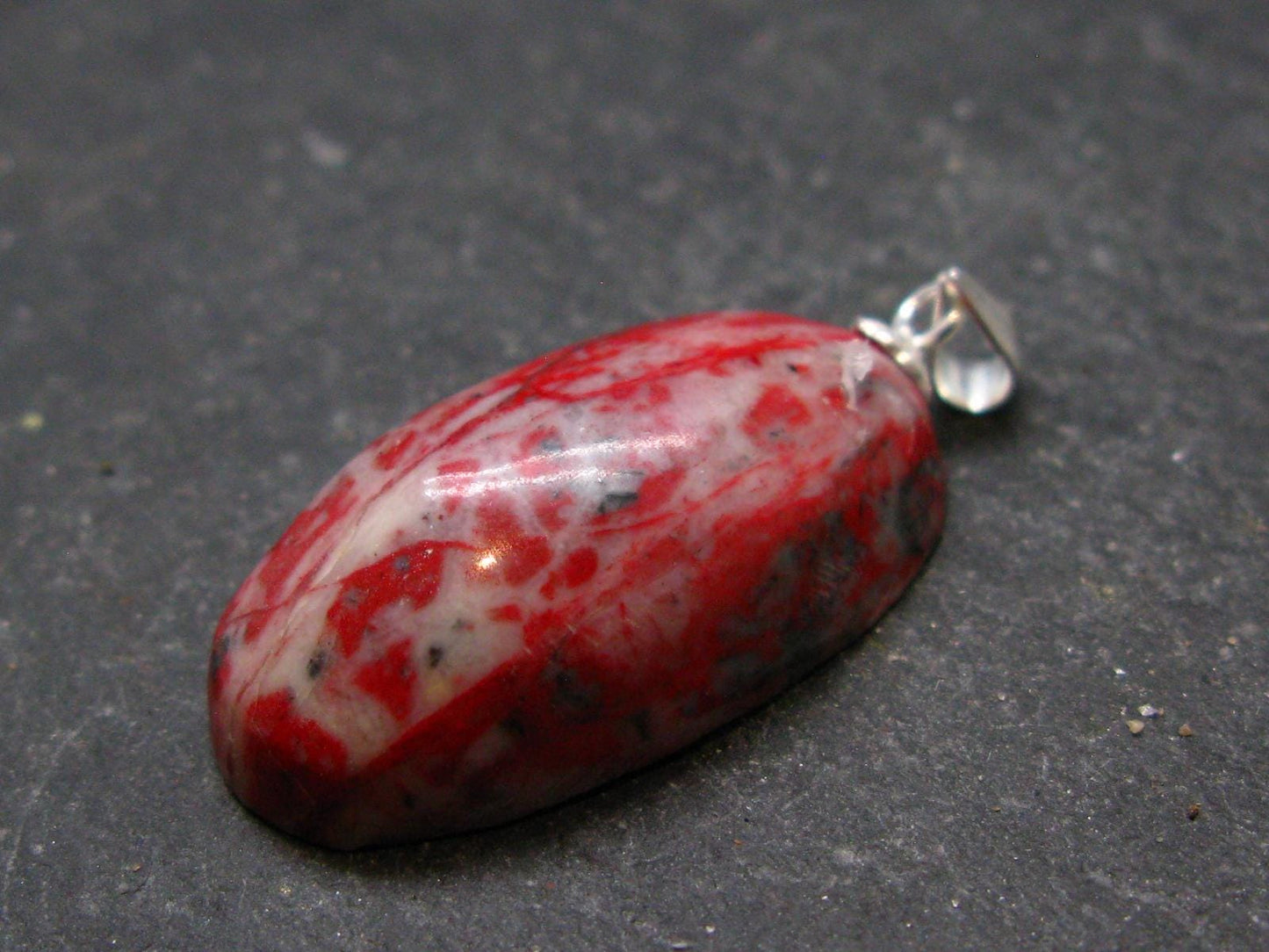 Rare Red Cinnabar Cinabar Pendant From Peru - 1.3"
