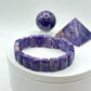 Elegant Charoite Rectangle Bead Stretch Bracelet - 32.73 Grams