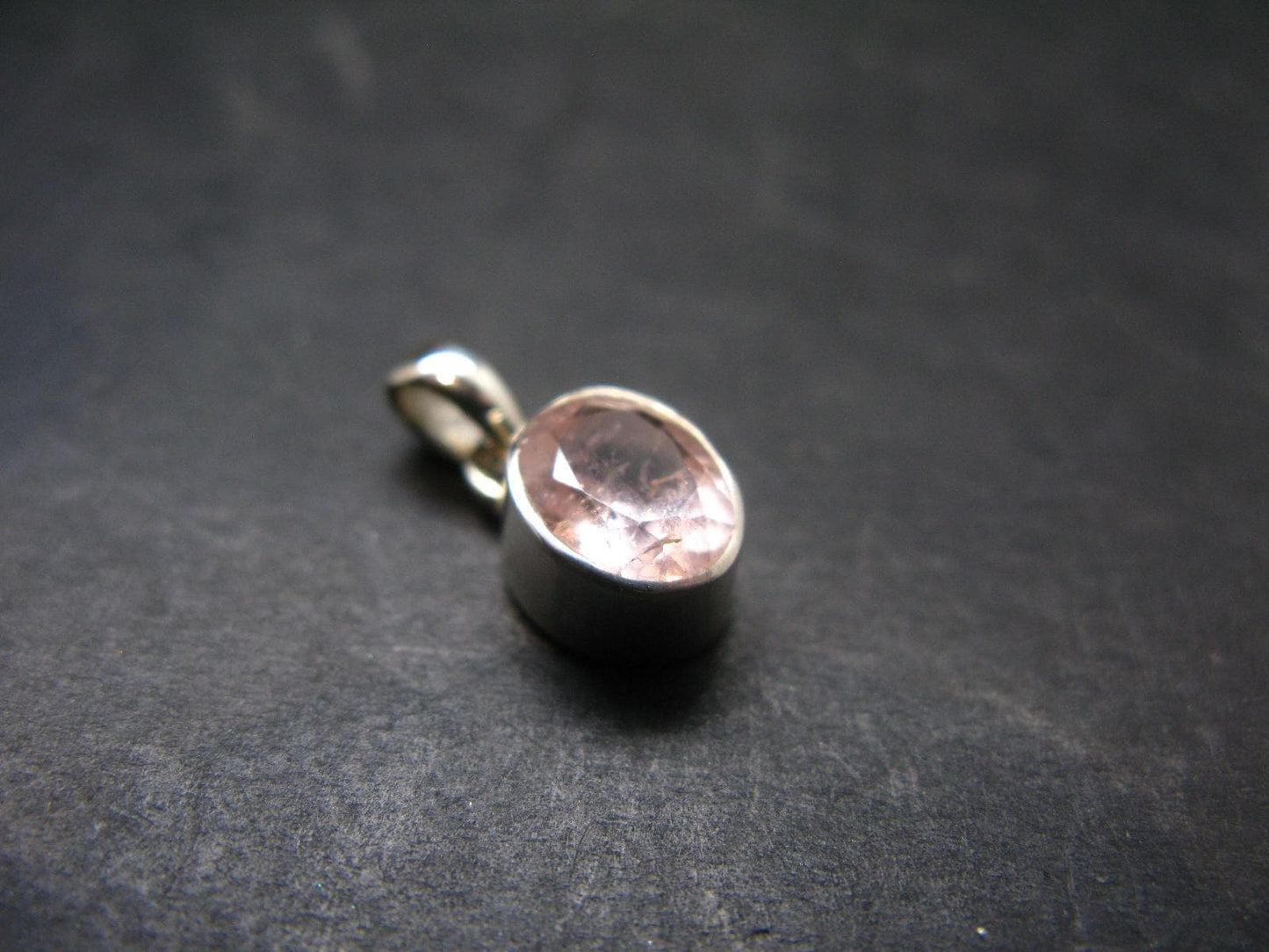 Pink Beryl!! Amazing Natural Facetted Morganite Silver Pendant From Brazil - 0.6" - 1.76 Grams