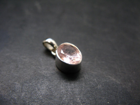 Pink Beryl!! Amazing Natural Facetted Morganite Silver Pendant From Brazil - 0.6" - 1.76 Grams