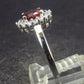 Natural Faceted Red Garnet Rhodium Plated Sterling Silver Ring with CZ - Size 7 - 2.90 Grams