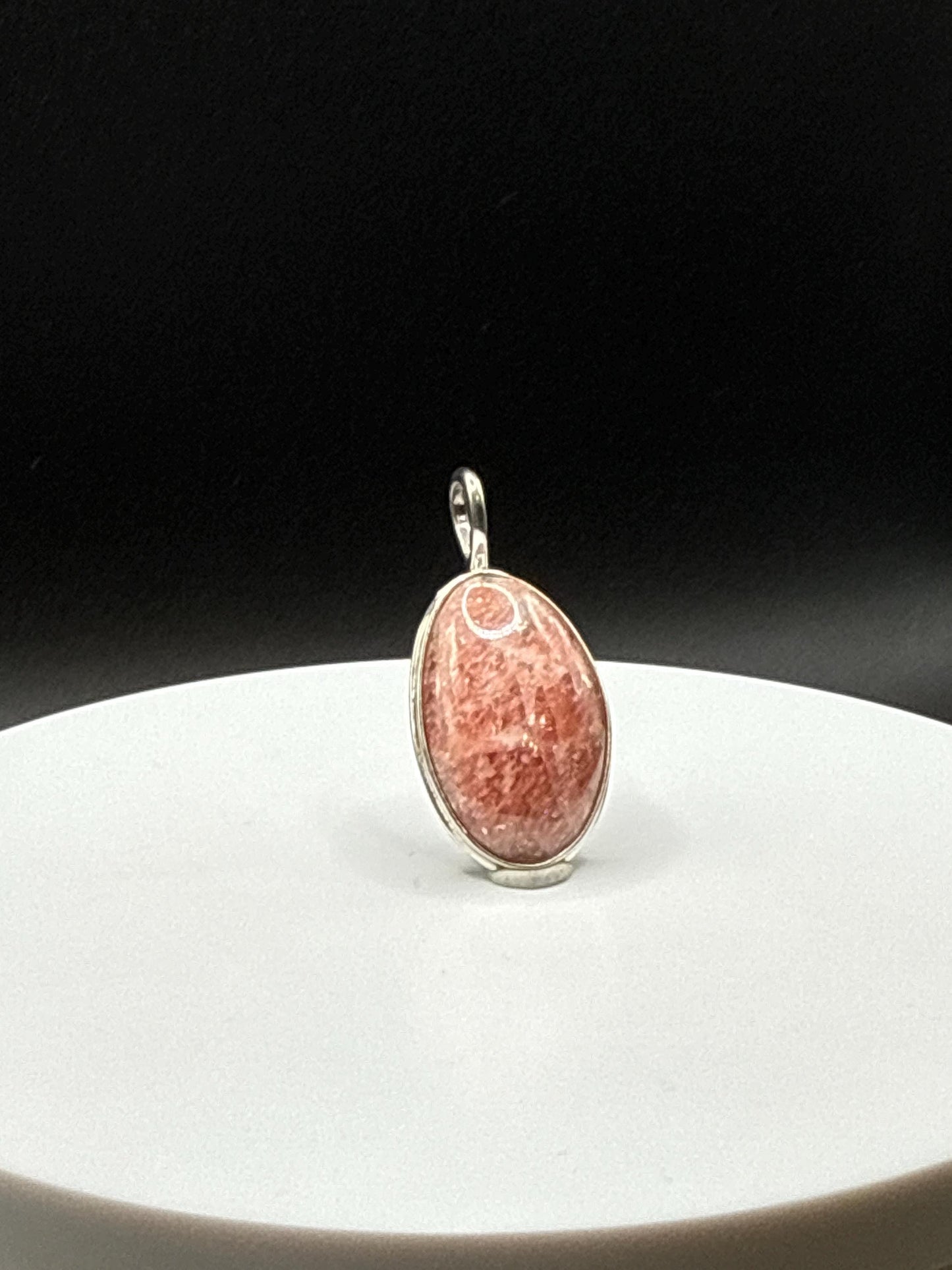 Natural Rhodochrosite Oval Pendant in Sterling Silver | Pink Crystal Necklace Charm| Jewelry Gift