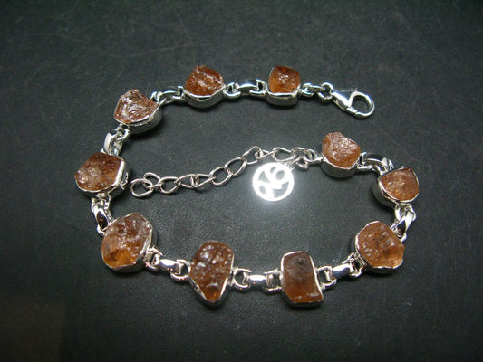 Hessonite Garnet Silver Bracelet From Canada - 7" - 16.2 Grams