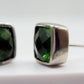 Green Helenite Stud Earrings – Square Cushion Cut Sterling Silver Studs