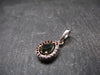 Moldavite Tektite & Red Garnet Silver Pendant from Czech Republic - 0.8"