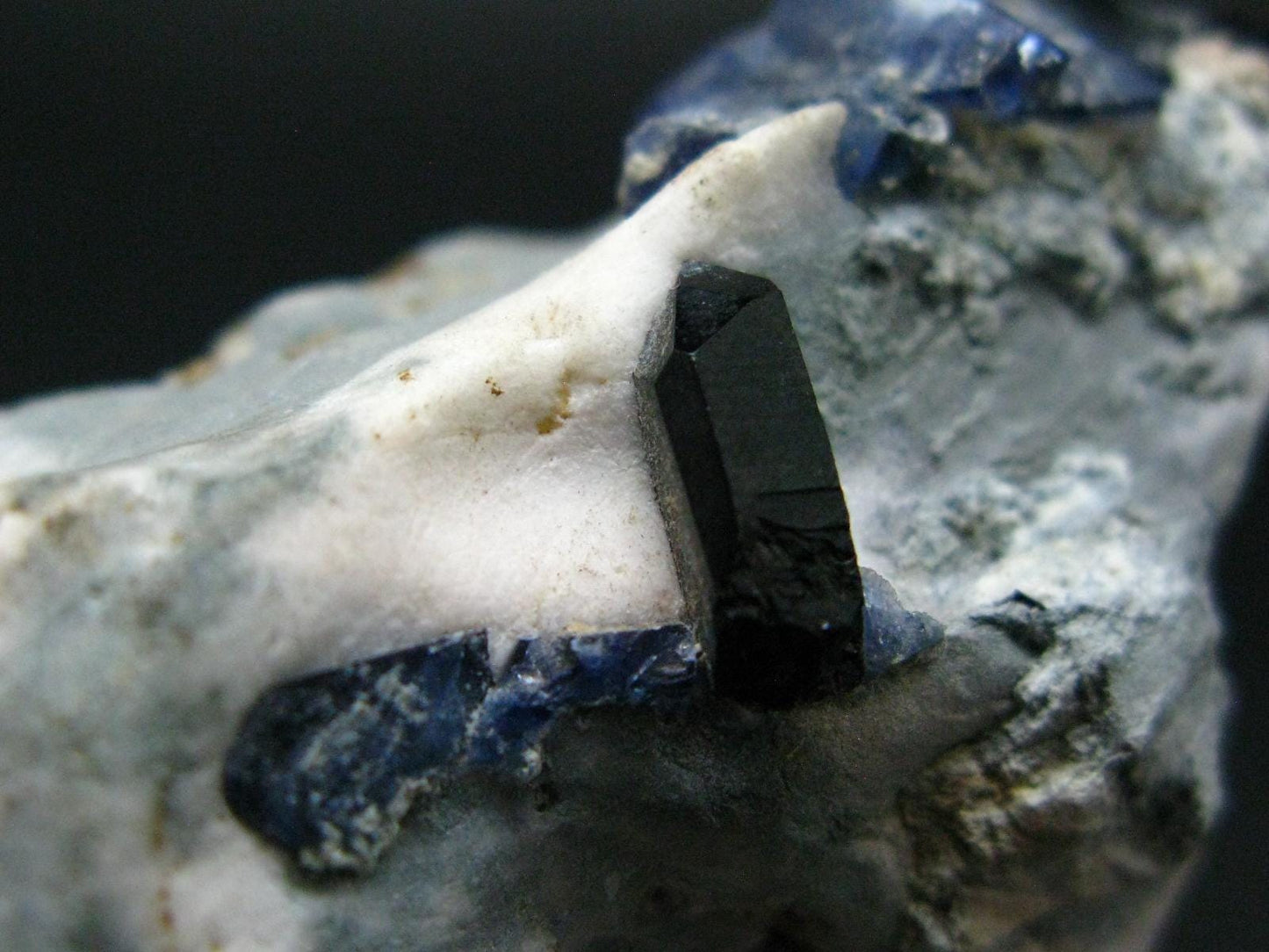 Benitoite and Neptunite on Natrolite Cluster From California - 1.5" - 10.35 Grams