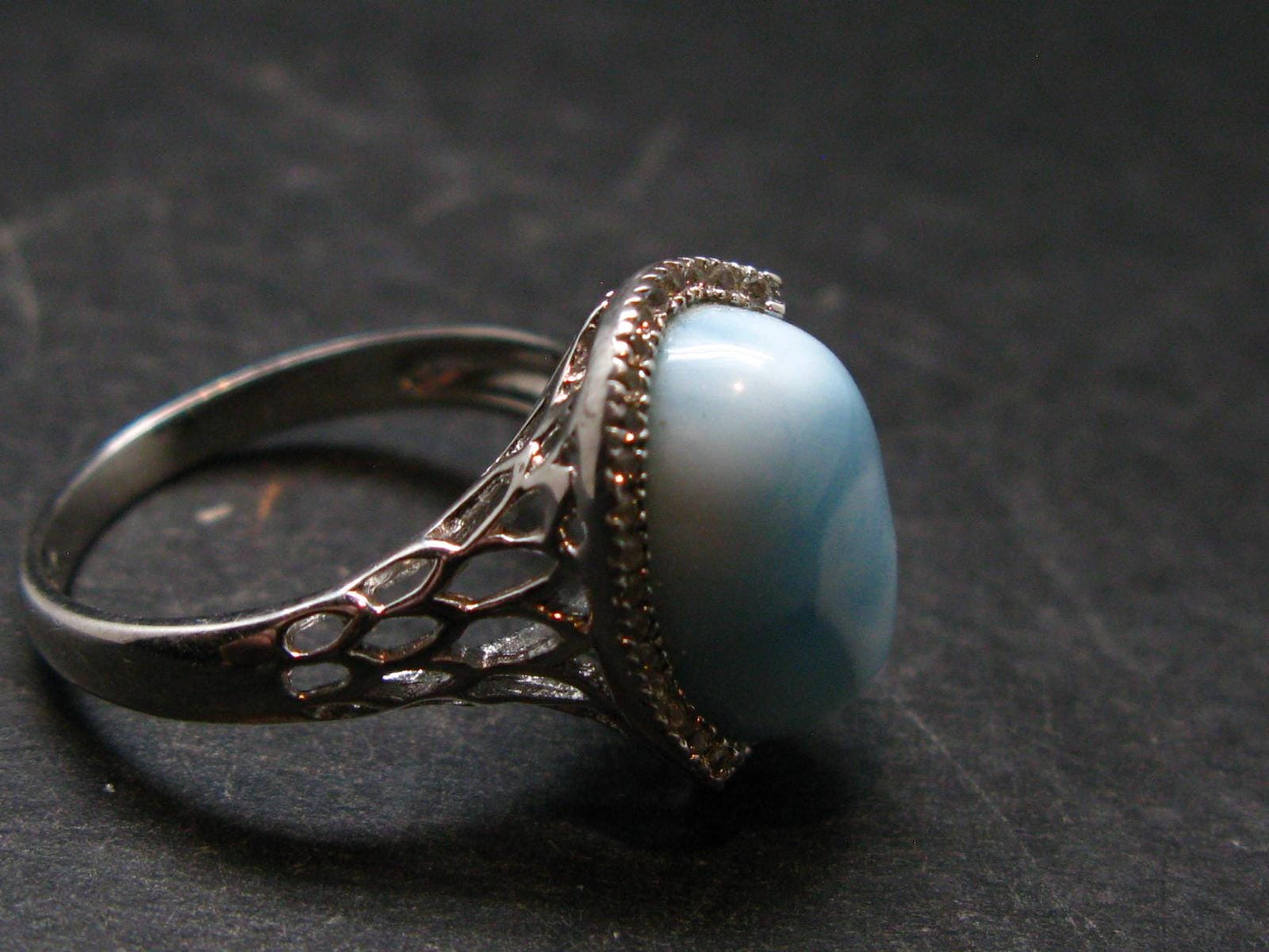Larimar AAA Quality Sterling Silver Ring - Size 8.25 - 4.67 Grams
