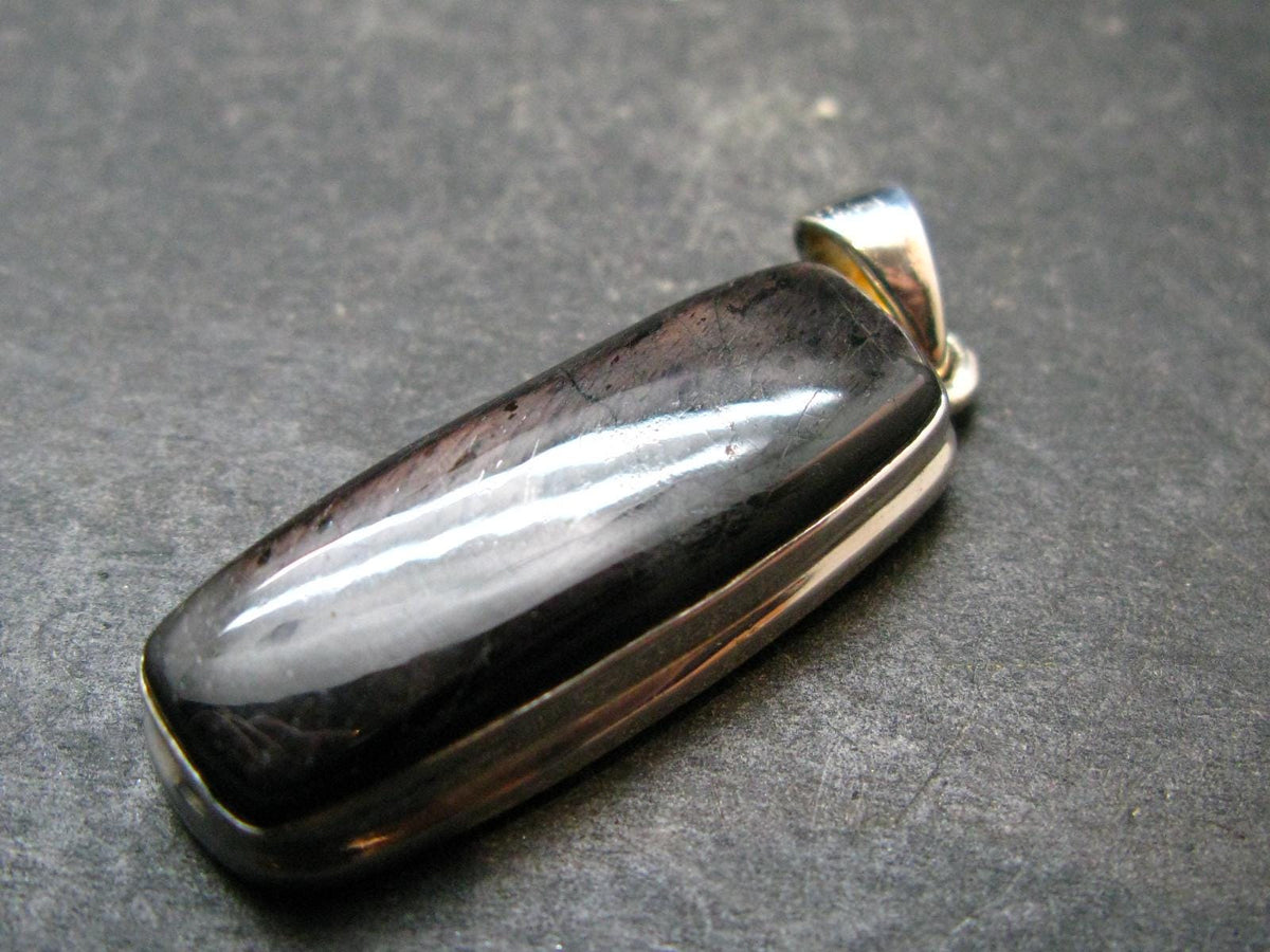 Tumbled Hypersthene Silver Pendant From Canada - 1.6"