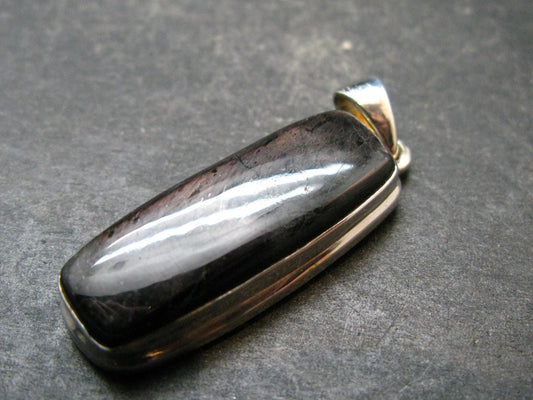 Tumbled Hypersthene Silver Pendant From Canada - 1.6"
