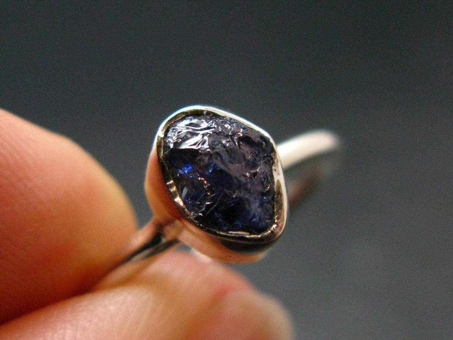 Benitoite Silver Ring From California - Size 6 - 1.84 Grams